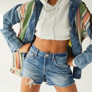 Free People We The Free Good Times Relaxed Shorts in Beach Bum Size 32 NWT